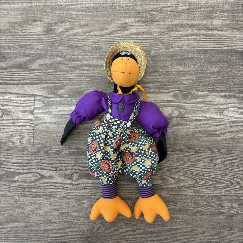 Vintage Black Crow/Duck‎ Halloween Plush With Straw Hat 20'